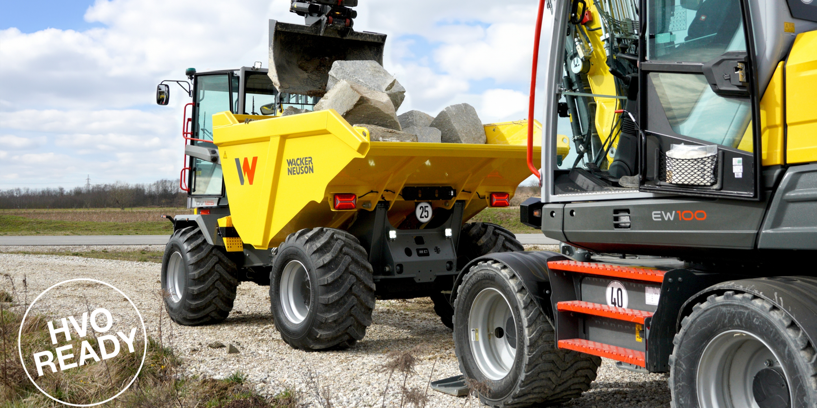 wacker neuson excavator and dumper working together